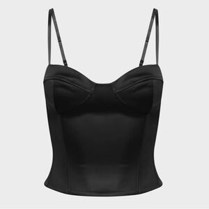 Aritzia Black Satin Bustier Top